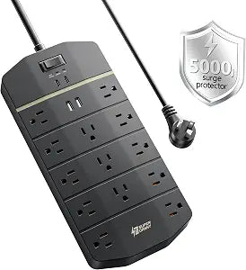 SUPERDANNY Power Strip Surge Protector 5000J, 6.5FT, 15A, PD 20W, 13 AC
