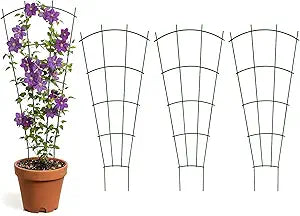 Thealyn 4 Pack 43" Metal Plant Trellis for Pots & Garden Beds, Rustproof Support for Indoor Outdoor Climbing Plants, Vines, Flowers, Fan Shaped, Green