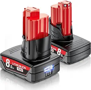 2-Pack 8000mAh 12V Replacement for Milwaukee M12 Battery Compatible with Milwaukee 12 Volt Battery 48-11-2401 48-11-2402 48-11-2460 48-59-2401 Cordless Power Tools