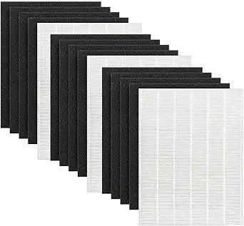 Nispira D480 Replacement Filter Set Compatible with Winix D480 Air Purifier, Replaces Part 1712-0100-00, Includes 3 HEPA Filter and 12 Carbon Filters, 3 Set