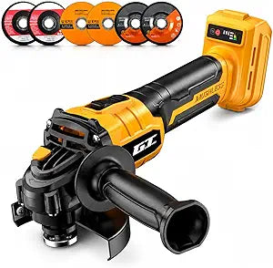 Cordless Angle Grinder for DEWALT 20V MAX Battery, 4-1/2 Inch Brushless Cut Off Tool, 9500 RPM Portable Power Grinder with Guard, Side Handle, 6 Discs for Cutting Grinding Polishing, Tool ONLY