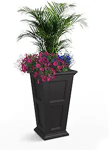 Mayne Fairfield 28-Inch Tall Planter  Self-Watering, Weather-Resistant Planter for Flowers  Durable Outdoor Design for Patio, Porch, or Entryway