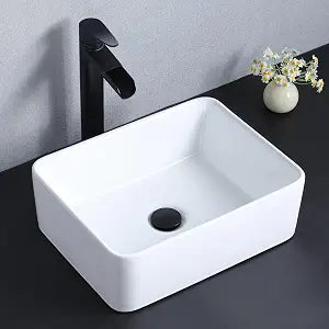 SHACO Vessel Sink Rectangle 16" X 12" White Bathroom Vessel Sink Modern Commercial Porcelain Lavatory Small Above Counter Ceramic Art Basin Vanity Sink, Lavamanos De Bao