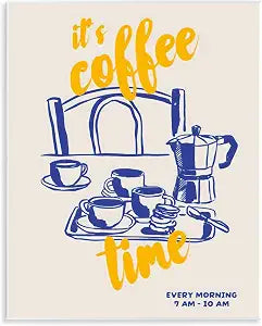 Coffee Time Breakfast Ritual, 11 x 14 Inch Mounted Print on Wall Plaque