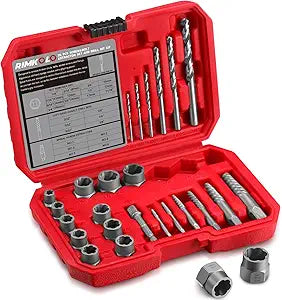 26-Piece Screw & Drill Bit Set, Multi-Spline & Bolt Extractors, Spiral Extractor for Broken Studs & Fittings