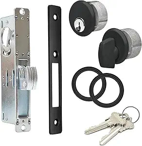 Storefront Commercial Aluminum Door Sliding Door | Mortise Hook Bolt Deadbolt Lock with Key Cylinder & Thumbturn | Hookbolt Key Thumbturn Combo, 1-1/8" Backset, Aluminum and Duronotic (DU)