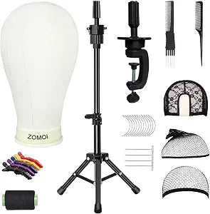 Wig Head Stand Mannequin Head for Wigs with Wig caps T Pins C Bristle Brush
