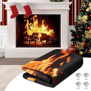 CADARA Magnetic Fireplace Draft Cover, Fireplace Blocker Blanket Stops Heat Loss, Adjustable Fire Place Draft Stopper Save Energy for Indoor Iron Frame 39" W x 32" H
