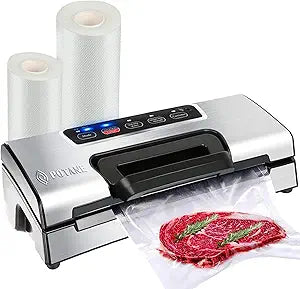 Potane Precision Vacuum Machine,Pro Food Sealer with Built-in Cutter and Bag Storage(Up to 20 Feet Length), Both Auto Manual Options,2 Modes,Includes 2 Bag Rolls 11x16 and 8x16,Compact Design