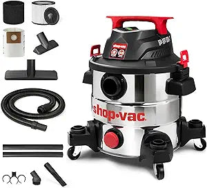 Shop-Vac 8 Gallon 4.5 Peak HP Wet/Dry Vacuum, Stainless Steel Tank, Portable with Drain Port, Blower Port, Hose and Accessories for Garage, Workshop, Jobsite, and Patio