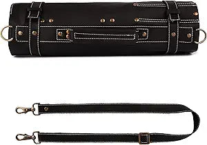Premium Leather Chef Knife Roll Bag  18 Slot Knife & Tool Holder | Travel-Friendly Cutlery Organizer for Professional Chefs & Culinary Experts
