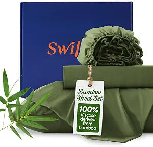 King Size Sheets Set, 100% Organic Viscose Derived from Bamboo