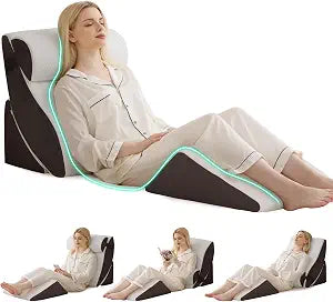 4PCS Wedge Pillow Set for After Surgery, Orthopedic Bed Wedge Pillow for Back Pain Relief, Sitting Up in Bed, Acid Reflux, Adjustable Post Surgery Pillows for GERD, Snoring, White/Grey