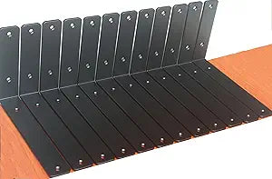 12 Pack - L 9" x H 6" x W1.5, 5mm Thick Black L Shelf Bracket, Iron Shelf Brackets, Metal Shelf Brackets, Floating Shelf, Shelf Supports with Screws