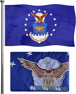 Air Force Flag 3x5 Double Sided Embroidered- Heavy Duty United States US Air Force Flag Double Stitched USA Airforce Ealgle Military Flags with Brass Grommets Outdoor Indoor