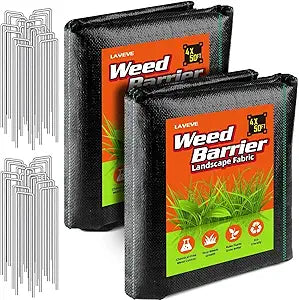 LAVEVE 4FT x 100FT Weed Barrier Landscape Fabric, 3.2oz Premium Heavy Duty Garden Cloth, Ground Cover for Gardening, Farming
