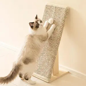 PETKARAY Inclined Cat Scratcher Ramp, 24.8'' Sisal Cat Scratcher for Couch, Scratching Pad Board with Toy Ball for Indoor Cats, Furniture Protector Cat Ramp, Chevron
