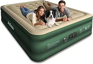 Air Mattress Queen with Built in Pump, Upgraded Full-Wrap Pongee Inflatable Blow Up Mattress with 1100 LB Capacity, Dual-Side Puncture-Proof & Leak-Proof, 18" Air Bed for Home Camping Guests