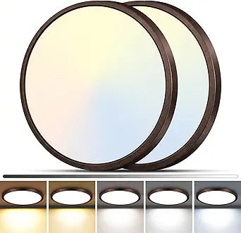 zemty 12Inch 2Pack Oil Rubbed Bronze LED Flush Mount Ceiling Light, 5 Color Temperatures & Dimmable, 24W 2400LM Vintage Round Lights Fixture for Hallway Kitchen Bathroom Bedroom