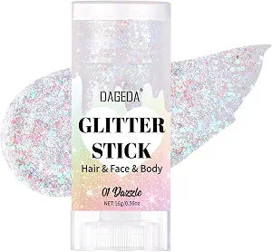 DAGEDA Dazzle White Body Glitter Stick, Hair Sparkly Face Glitter Makeup