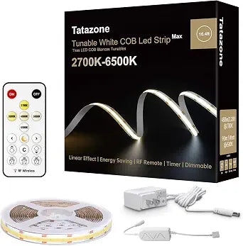 Tatazone Tunable White COB Led Strip Light with RF Remote