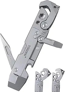 Titanium Pry Bar, EDC Multitool with Folding knife, Wrench, Screwdriver, Bottle Opene, Ruler, SIM Card Removal Tool, Ruler, EDC Pocket Multi Tool