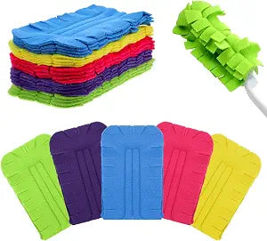 25 Pcs Reusable Duster Refill with 2 Handles, 7.7 x 4.7 Inch Heavy Duty Fleece Duster Pads Refills, Washable Hand Dusters for Cleaning Ceiling Fan Window Furniture