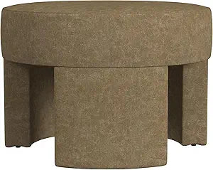 HomePop Sophia Modern Round Ottoman|Homepop Home Dcor|Ottoman for Living Room & Bedroom - Mocha Velvet