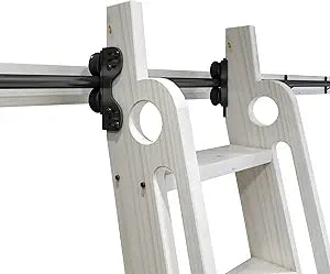 DIYHD 39-3/4" Stand Up Black Rolling Library Hardware,Telescope Sliding Top Roller,Floor Roller with Brake(No Ladder)