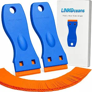 Plastic Razor Blade Scraper 2 Pack, 100 Blades, Storage Case