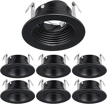 TORCHSTAR 3 Inch GU10 Trim, Recessed Gimbal Trim, Full Metal, Adjustable Ceiling Can Light Trim, Only for GU10/GU5.3/MR16, Fit Halo/Juno Remodel Recessed Housing, Black, Pack of 6