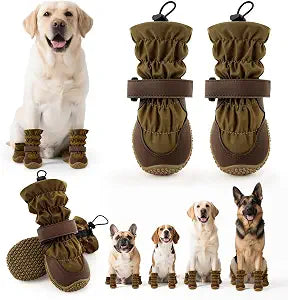 Dog Boots for Winter, Snow Dog Shoes for Small Medium Large Dogs, Adjustable Non-Slip Dog Booties Paw Protector for Outdoor Hiking Walking Size 6