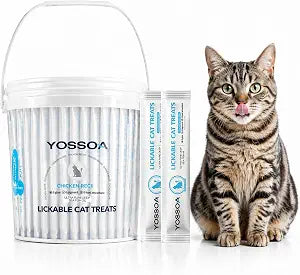 100tubes Cat Treat Lickable, Omega-3 Fish Oil for Skin and Coat Health Squeezable Creamy Pure Cat Treat Real Chicken Puree Lickables Bulk Wet Squeeze Treats for Kittens Healthy Grain-Free