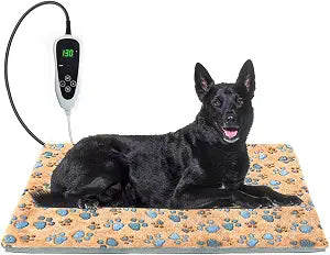 GOLOPET Large Dog Heating Pad 3624 in for Dogs Smart Thermostat,Whelping Box for Dogs Metal Tube Waterproof Shell with Plush Cotton Cover Puppy Whelping Supplies -Apricot