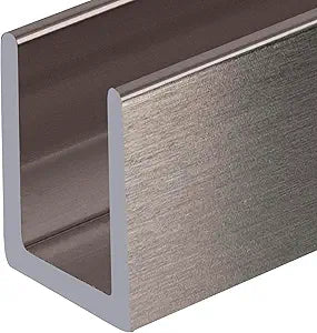 Brixwell SDCD3812BN Brushed Nickel Frameless Shower Door Aluminum Deep U-Channel for 3/8" Thick Glass - 144" Length