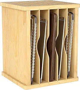 Wood Cabinet Tray Dividers, 6 Tier Vertical Tray Divider Organizer for Pot Pans Baking Tray Cutting Board, Kitchen Cabinet Storage Organizer