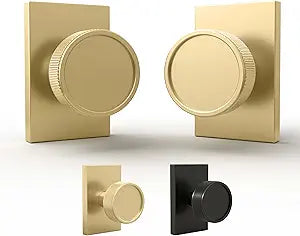 Mega Handles Barton Dummy Door Knob - 2 Pack Heavy Duty Gold Door Knob, Non-Turning Dummy Door Knobs for Hallway Closet & French Doors, Single Side, Fits All Standard Door Sizes - Satin Brass