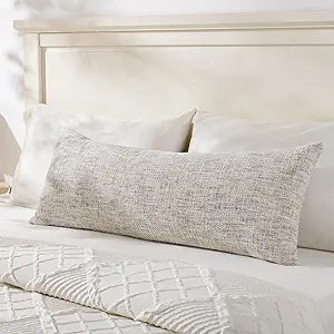 Textured Chenille Decorative Throw Pillow Cover for Bed 14x36 Soft Neutral Woven Lumbar Accent Boho Farmhouse Long Rectangle Cushion Case for Modern Home Decor Couch Sofa Bedroom Living Room