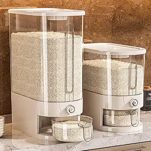 Large Rice Dispenser 25Lbs, Cereal Dispenser Rice Container Food Storage Container with Measuring Cup, Cereal Containers Storage Kitchen Storage Household Rice Pet Food Holder (25LBS)