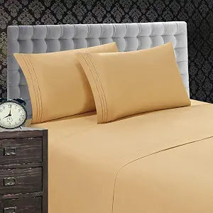 Elegant Comfort 1500 Premier Luxury Hotel Quality Softness Wrinkle and Fade Resistant 4-Piece Bed Sheet Set, Deep Pocket up to 16inch, King, Gold