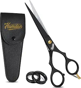 6.5” Matte Black Hair Scissors, Barber Shears for Men, Women & Kids – Ultra-Sharp Professional Hair Cutting Scissors with Pouch, Precision Haircut for Salon & Home - Tijeras De Peluqueria
