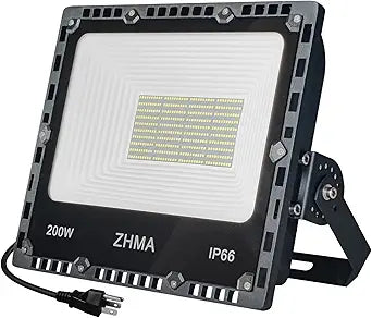 200W LED Flood Light Outdoor, 20000lm Super Bright Work Lights, IP66 Waterproof Security Light with Plug & Switch, 6500K White Spotlight for Garden, Yard, Garage, Basketball Court Lighting