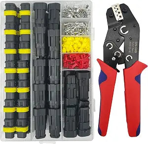 25 Kit 2 Pin Connector Automotive Waterproof 2 Wire Connectors with Crimper