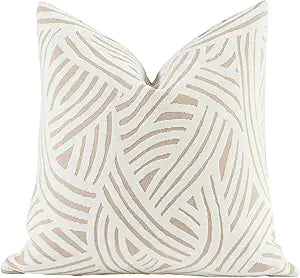 Croker Horse New 20x20'' inches Throw Pillow Cushion Covers - Paradise Beige Color Chenille Jacquard Embroidery Luxury Modern Style Couch Sofa Bed Pillow Cover for Living Room Bedroom