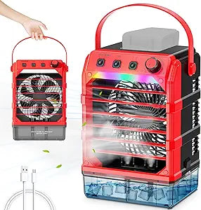 Portable Misting Fan Compatible For Milwaukee 18V Battery(NO Battery), Water Misting Fan With TYPE C Cable, 1.6L Water Tank, 8H Timer, Variable Wind Speed,LED Light For Jobsite Patio Outdoor