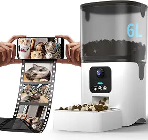 PAPIFEED 5G Automatic Cat Feeder with Camera, 1080P HD Video with Night Vision, Automatic cat Food Dispenser with Two-Way Audio, Detachable for Easy Clean, 1-30 Meals Per Day for 2 Pet (6L/25 Cup)