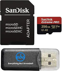 SanDisk 256GB Extreme Pro MicroSD Memory Card Compatible with DJI Mavic 3 Classic, Action 5 Pro, Mavic Pro Platinum (SDSQXCD-256G-GN6MA) Bundle with (1) Everything But Stromboli MicroSDXC Card Reader