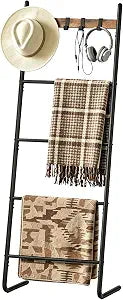 HOOBRO Blanket Ladder, 5-Tier Towel Rack, Wall-Leaning Blanket Rack
