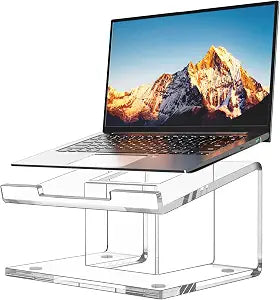 FUCDTEFC Acrylic Laptop Stand for Desk, Laptop Riser for 10-15.6 Inch Laptops, Ergonomic Computer Stand Holder Compatible with Macbooks and Notebooks- Clear