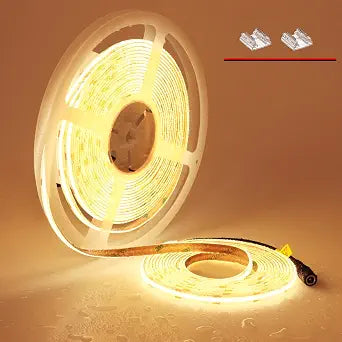 TOPAI 24V Dotless COB LED Strip 32.8ft 3000K Warm White Outdoor Waterproof